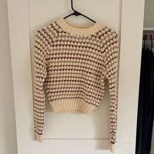 All in Favor Cream & Brown Striped Knit Crewneck Sweater